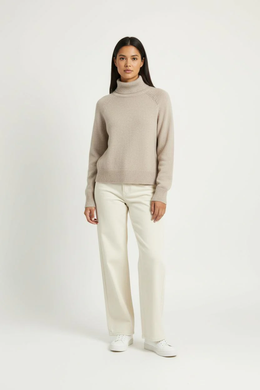 Pull Col Roulé Beige - Taille S/36
