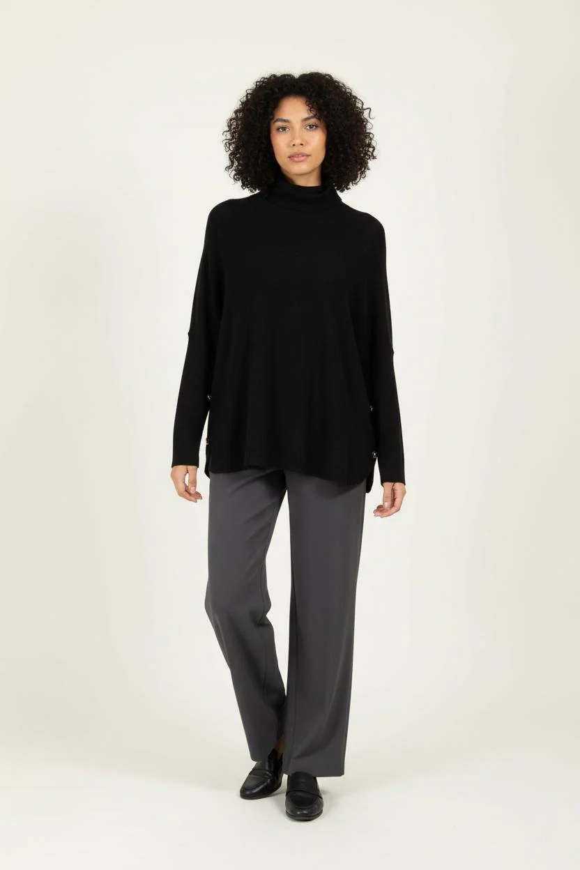 Pull Col Roulé Noir - Taille T.U.
