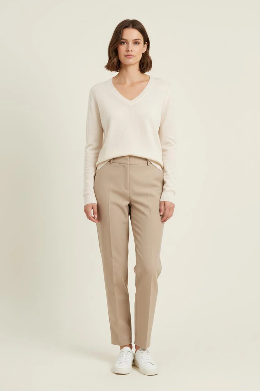 Pull Col V Blanc - Taille S/36