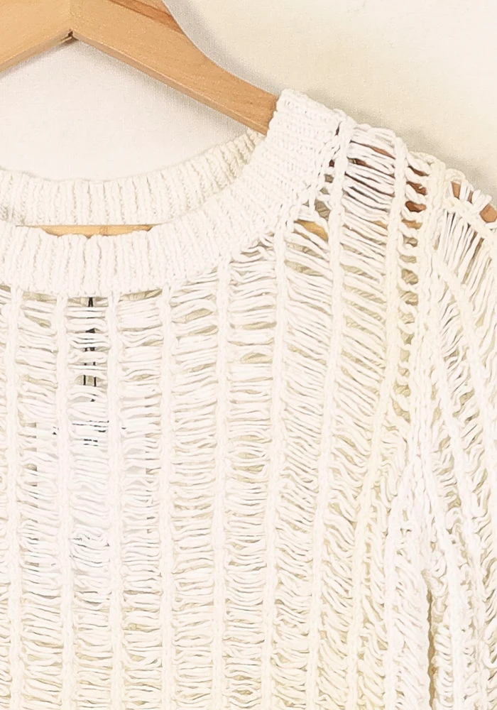 Pull Maille Blanc - Taille S/36 - Image 3