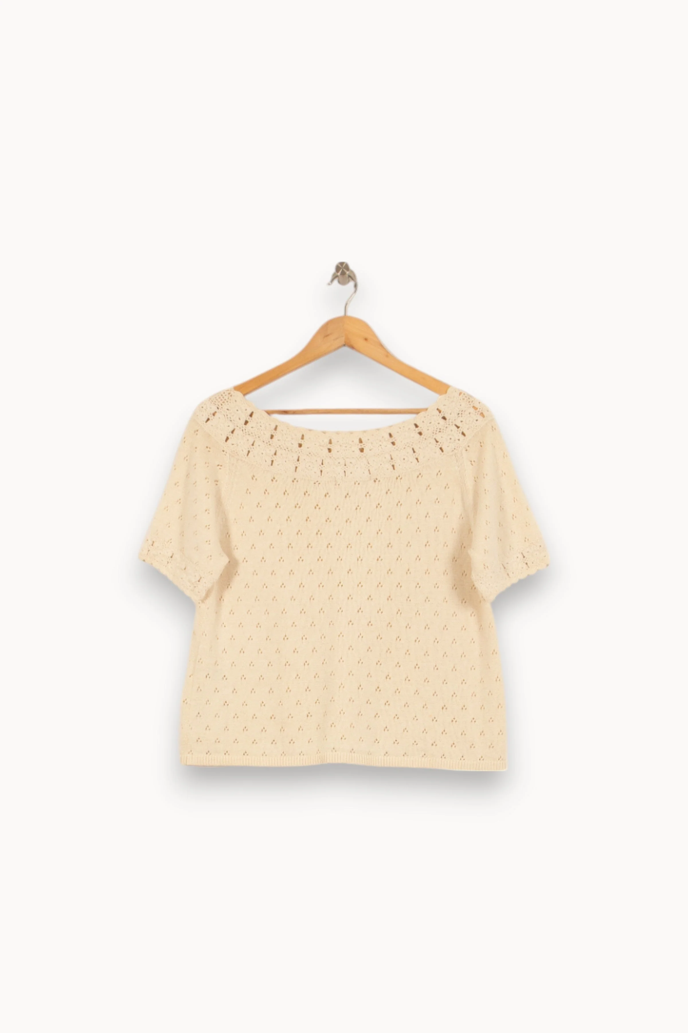 Pull Manche Courte Beige - Taille L/40 - Image 6