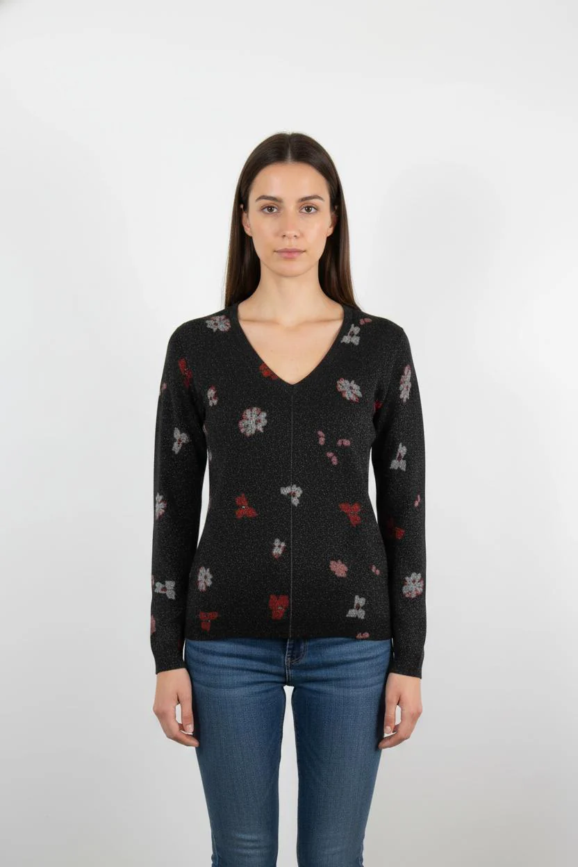 Pull Noir et Rouge - Taille S/36