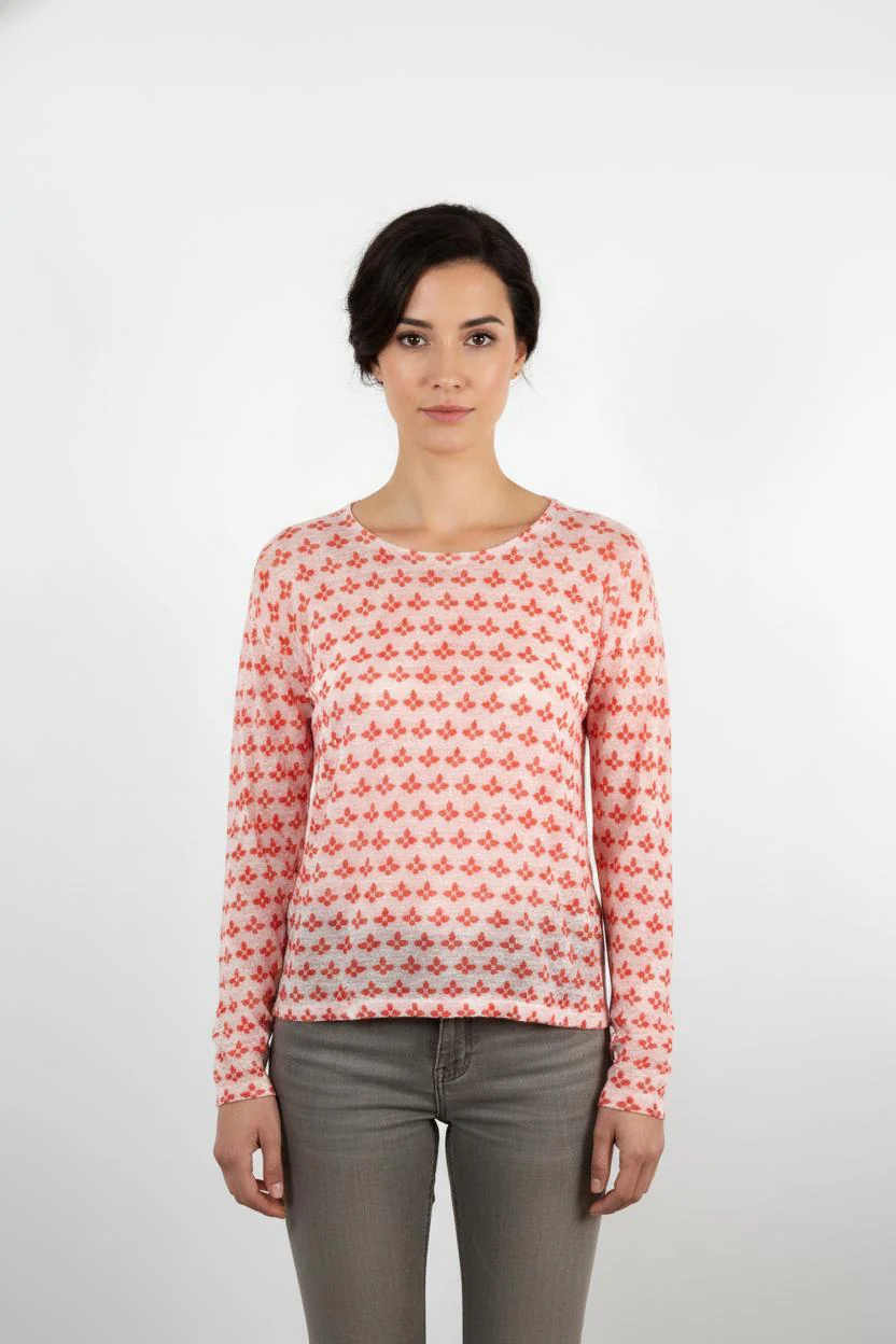 Pull Orange et Blanc - Taille S/36