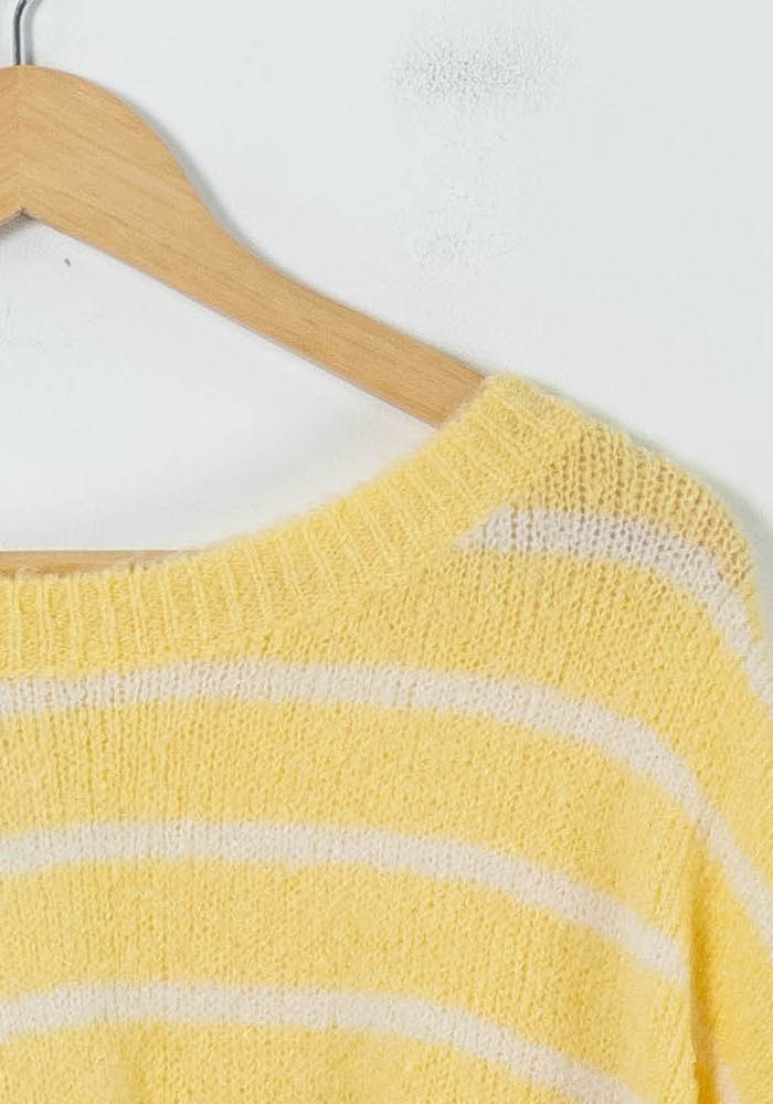 Pull Rayé Jaune et Blanc - Taille L/40 - Image 3