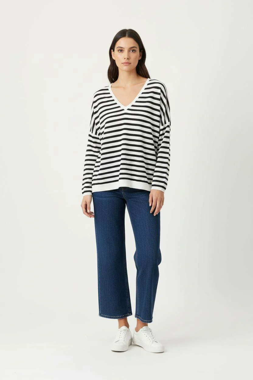 Pull Rayé Noir et Blanc - Taille L/40