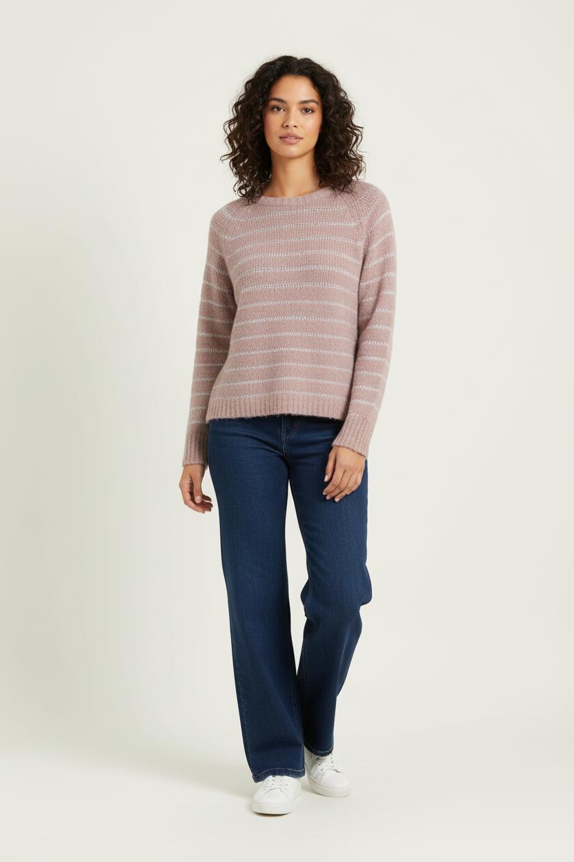 Pull Rayé Rose et Blanc - Taille S/36