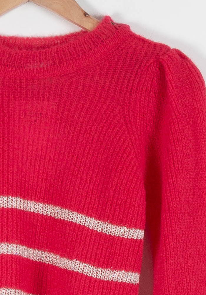 Pull Rouge et Blanc - Taille XS/34 - Image 3