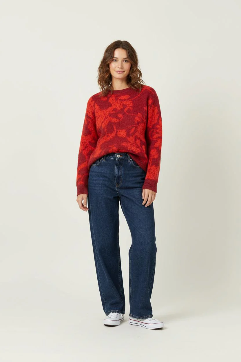 Pull Rouge et Bordeaux - Taille L/40