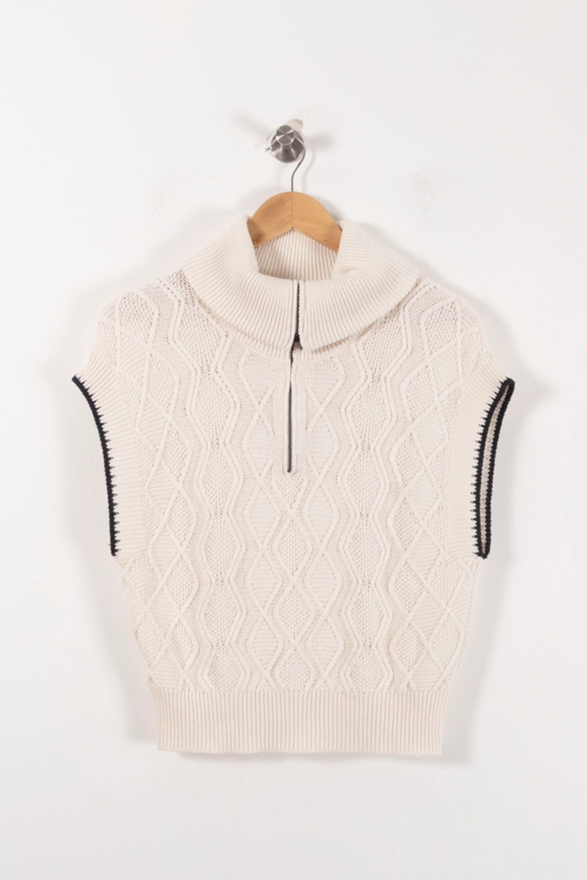 Pull Sans Manches Beige - Taille S/36 - Image 2