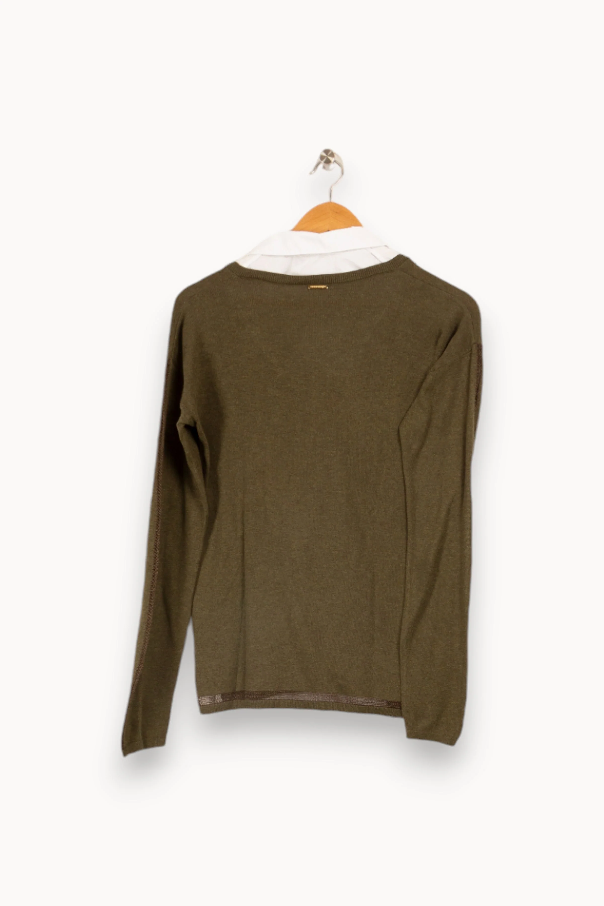 Pull vert à col chemise - Taille L/40 - Image 4
