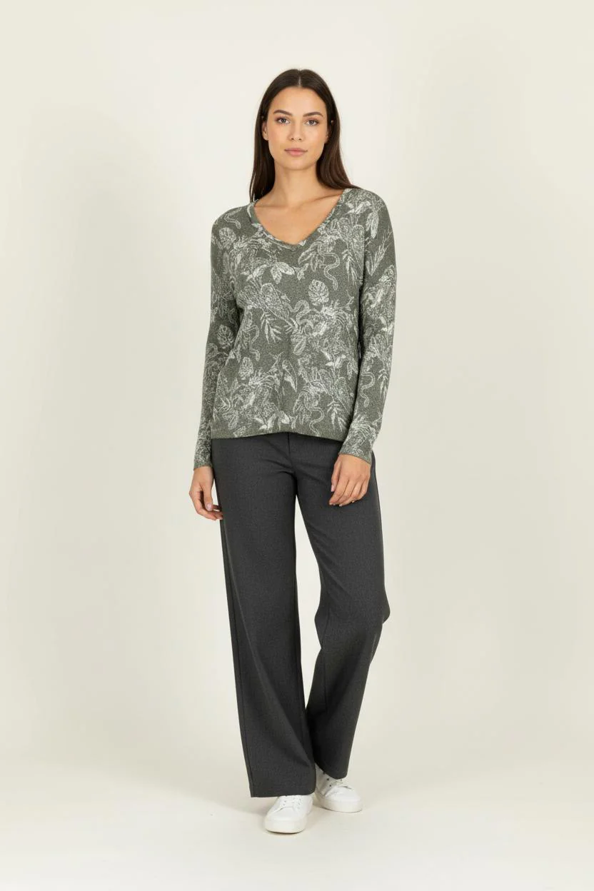 Pull Vert et Blanc - Taille M/38