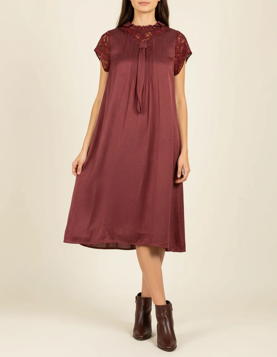 Robe bordeaux à pois - Taille M/38