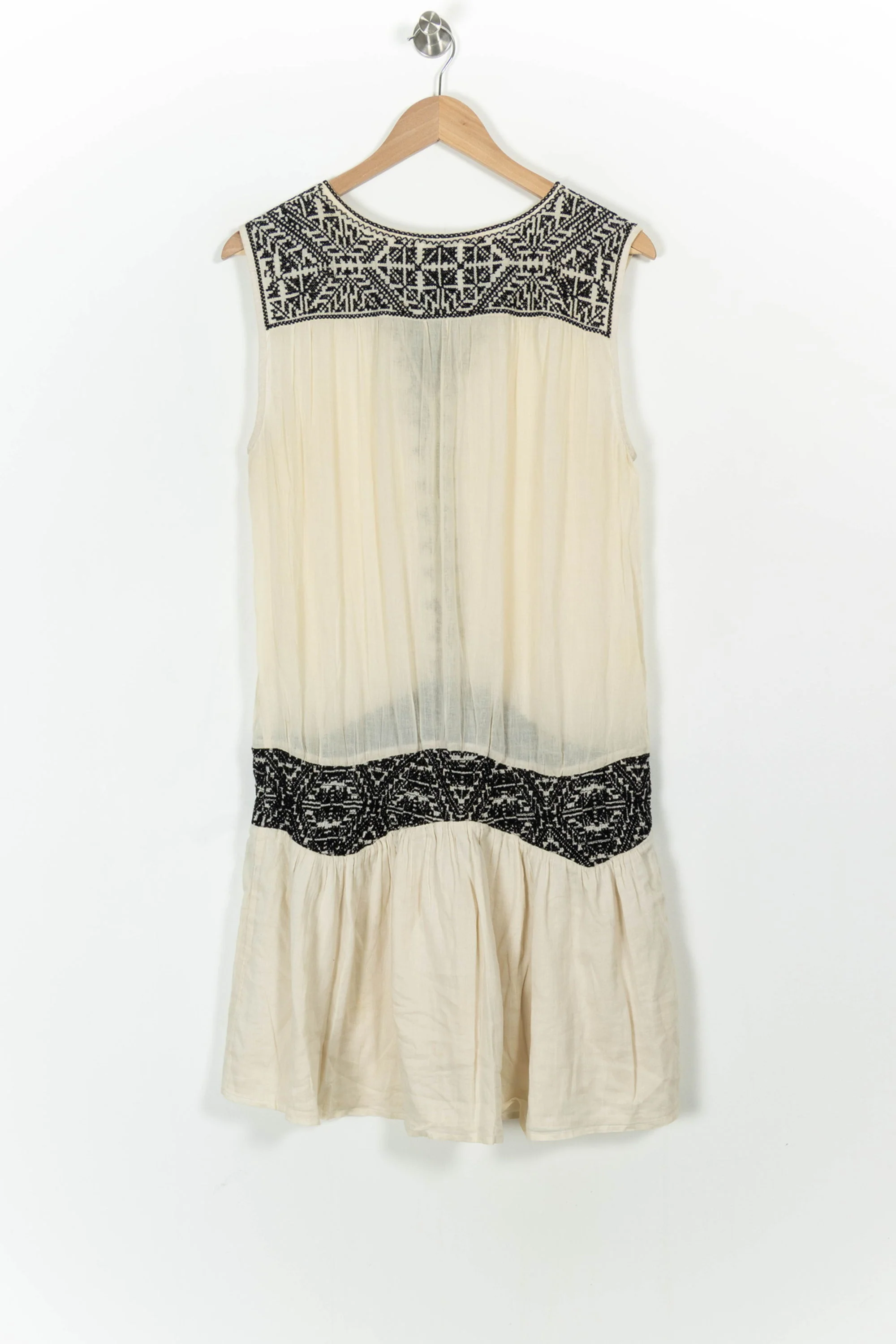 Robe Brodée Beige et Noire - Taille M/38 - Image 4
