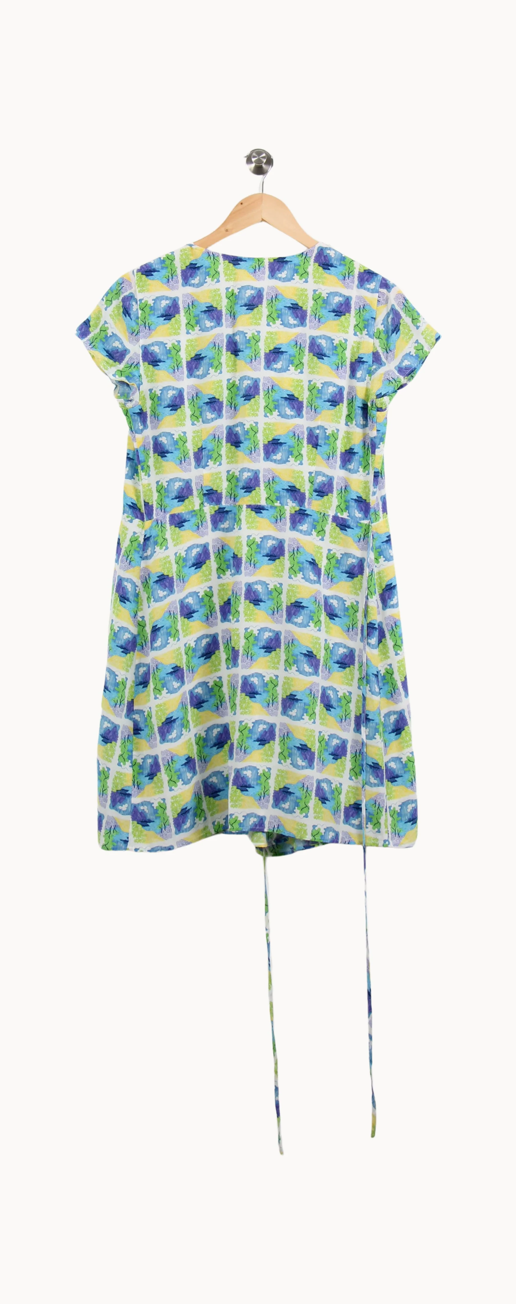 Robe Cache-Cœur Bleu et Vert - Taille L/40 - Image 4