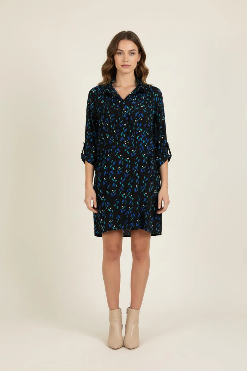 Robe Chemise Bleu et Noir - Taille S/36