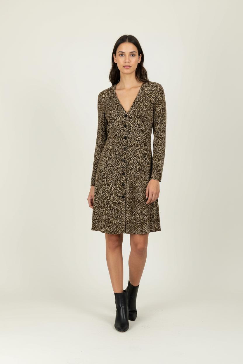 Robe Chemise Léopard Beiges et Noires - Taille S/36