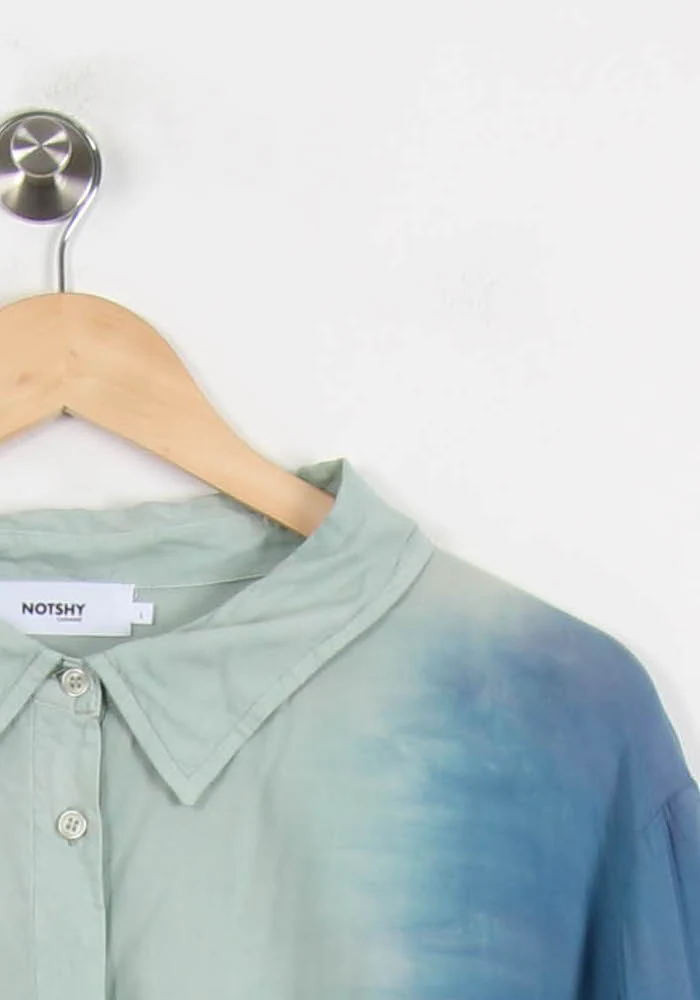 Robe Chemise Longue Bleu et Vert - Taille L/40 - Image 3
