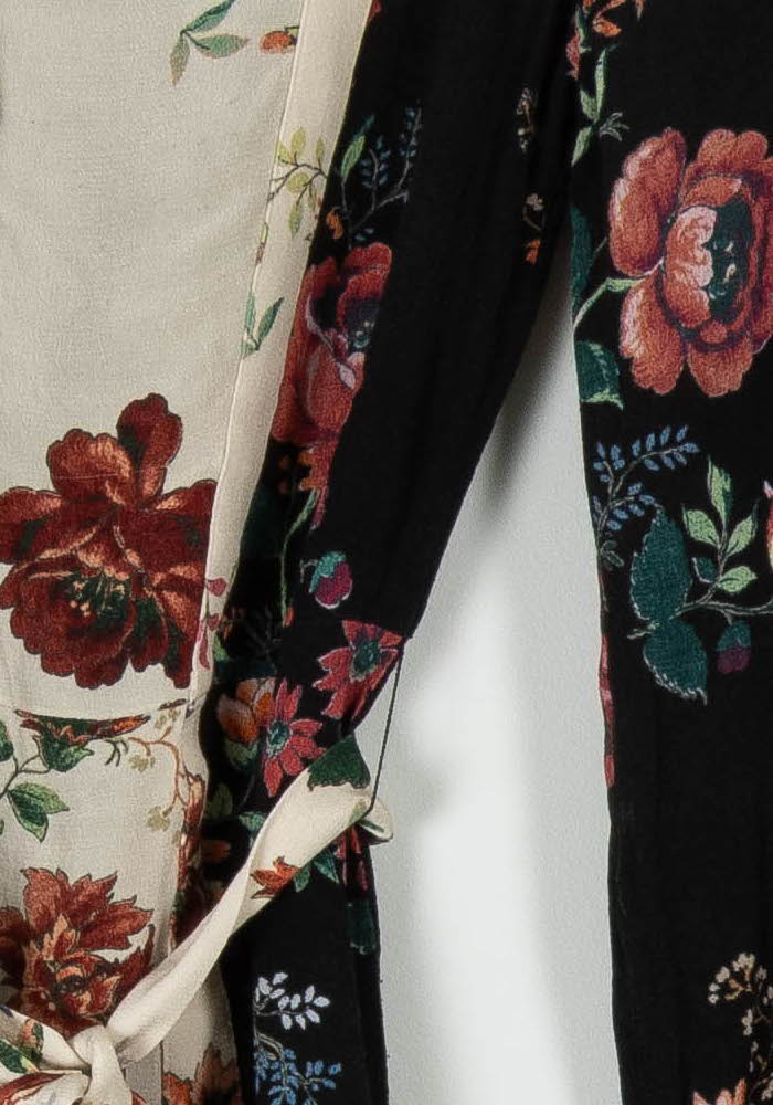 Robe Chemise Noire et Écrue Fleurie - Taille S/36 - Image 3