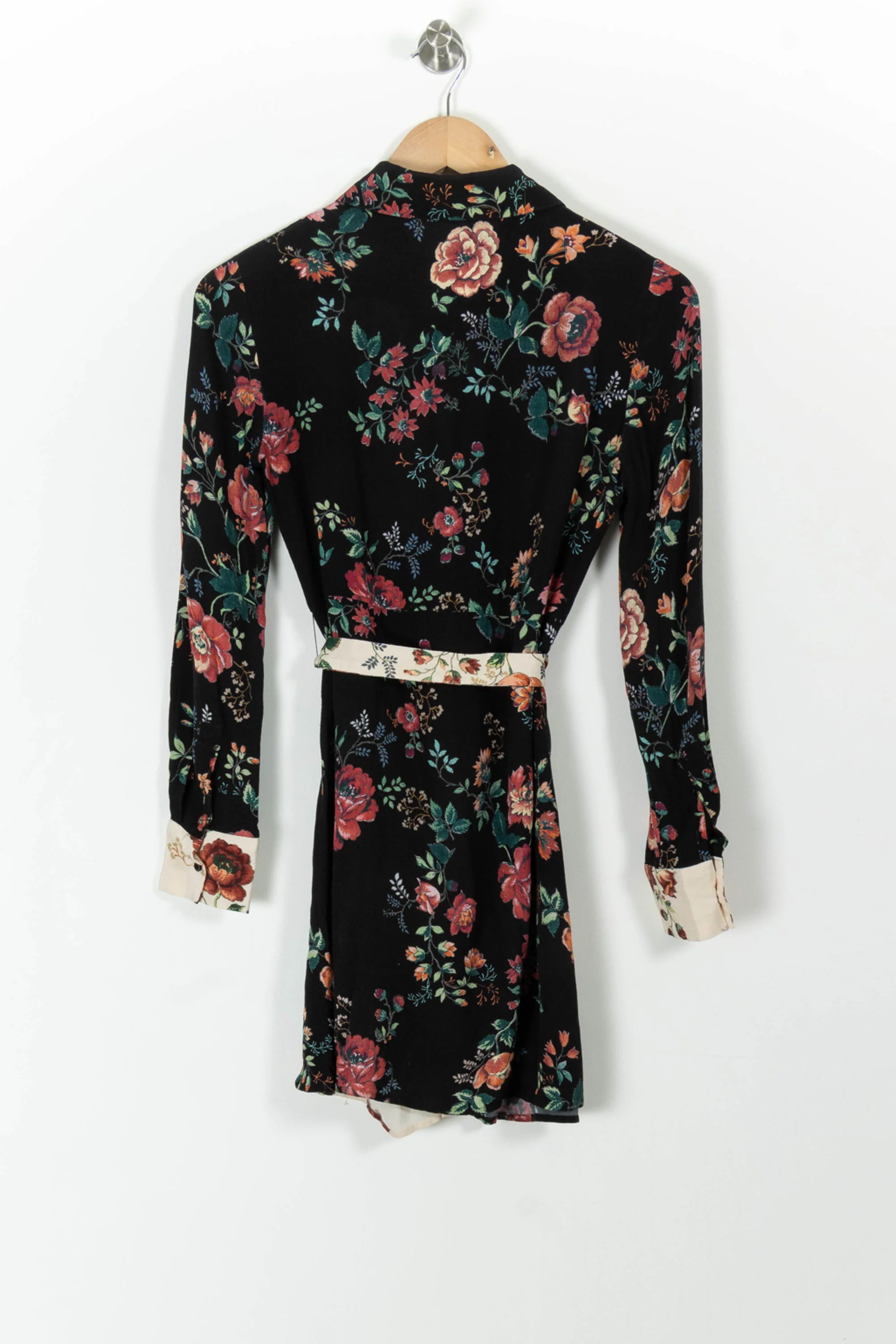 Robe Chemise Noire et Écrue Fleurie - Taille S/36 - Image 4