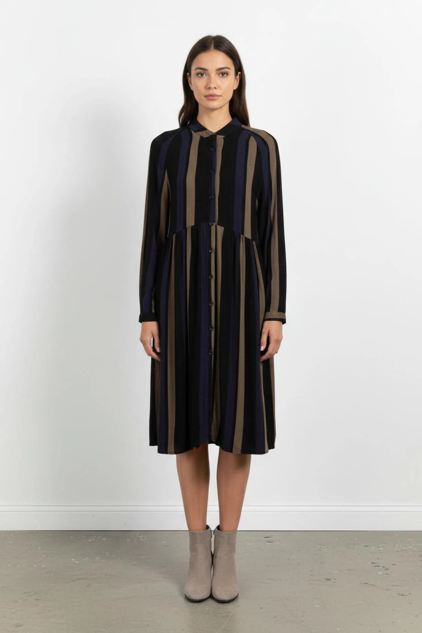 Robe Chemise Noire et Marron - Taille XS/34