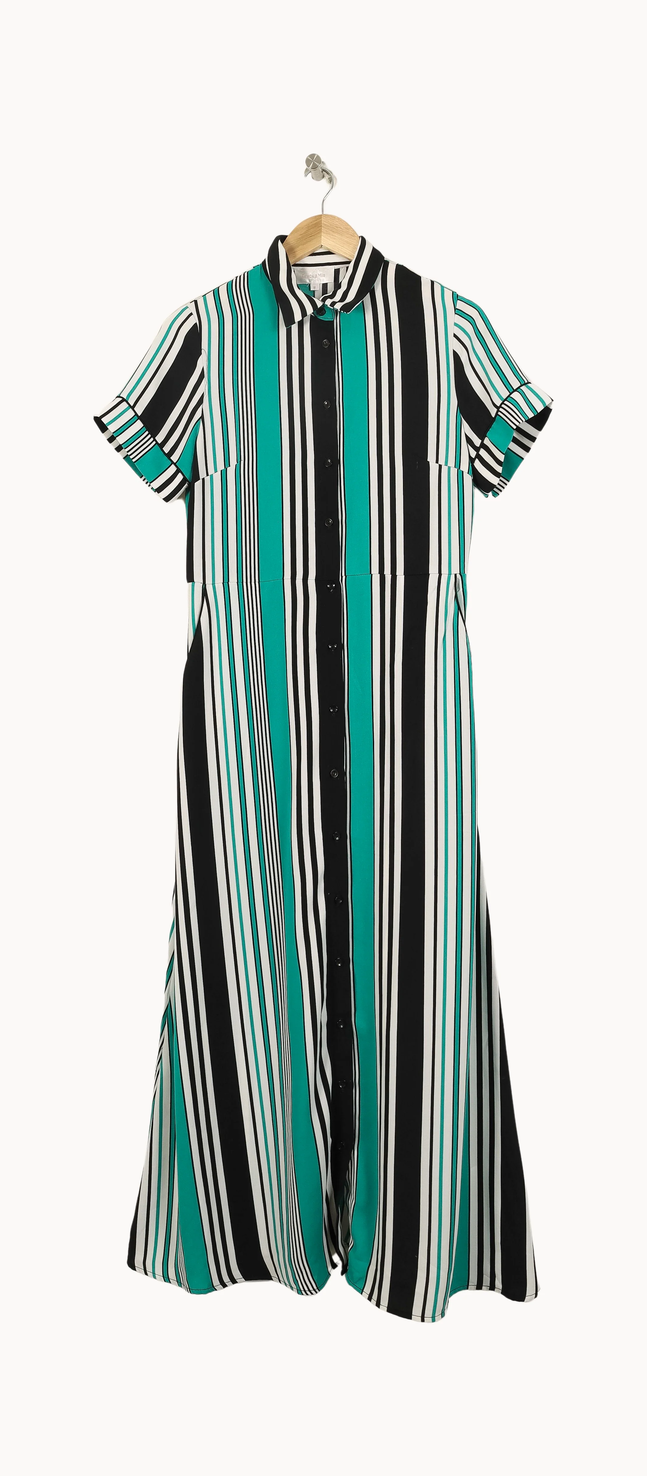 Robe Chemise Noire et Verte - Taille M/38 - Image 2