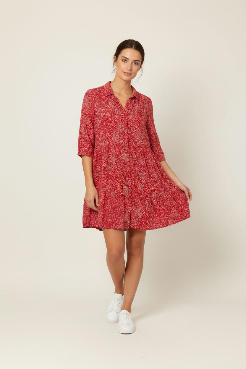 Robe Chemise Rouge et Blanche - Taille XS/34