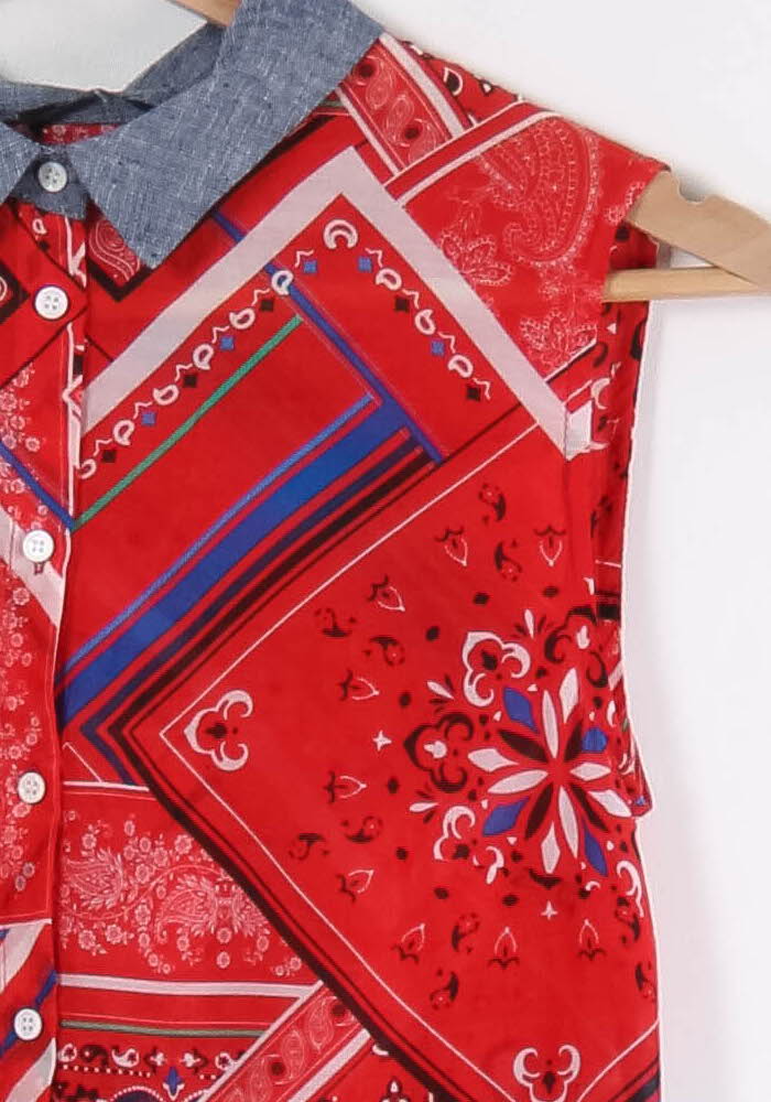 Robe Chemise Rouge et Bleu - Taille XS/34 - Image 3