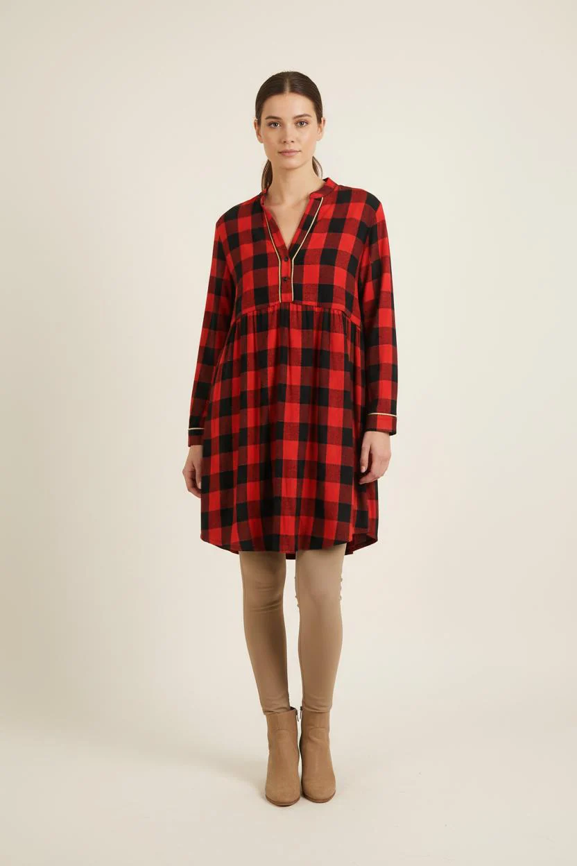 Robe Chemise Rouge et Noire - Taille S/36