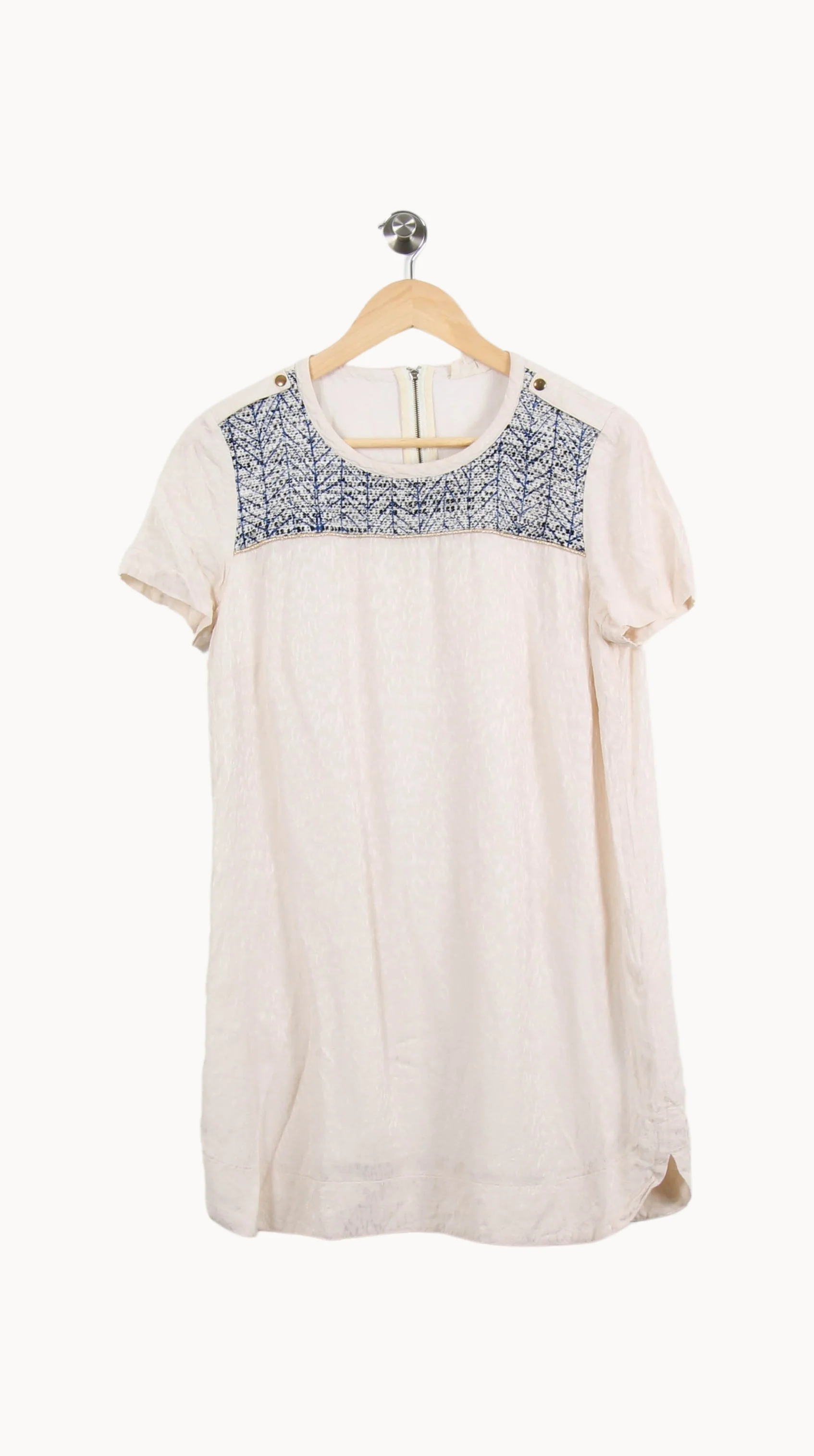 Robe Courte Beige et Bleue - Taille L/40 - Image 2