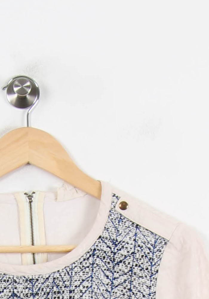 Robe Courte Beige et Bleue - Taille L/40 - Image 3