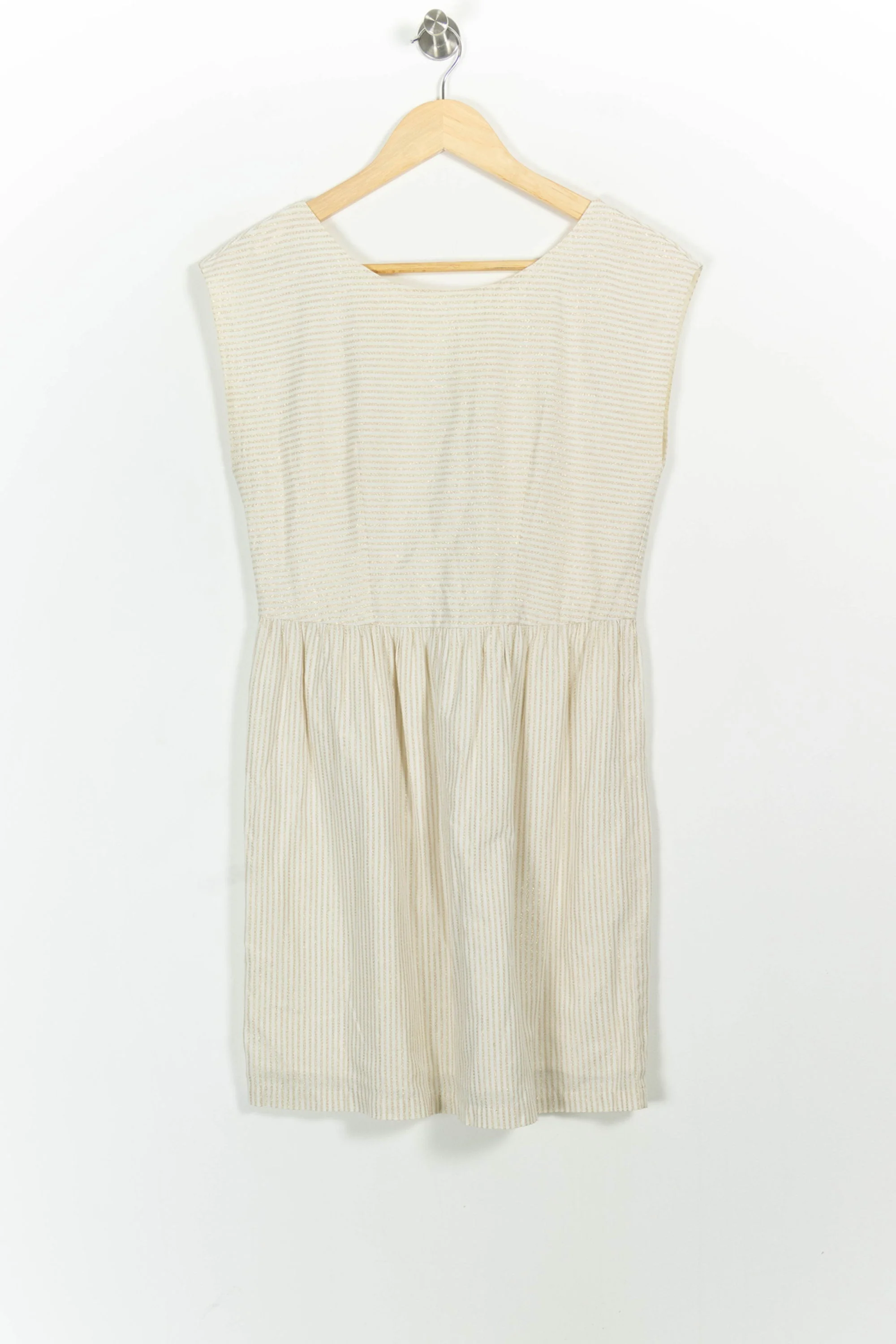 Robe Courte Blanche à Rayures Beige - Taille S/36 - Image 2