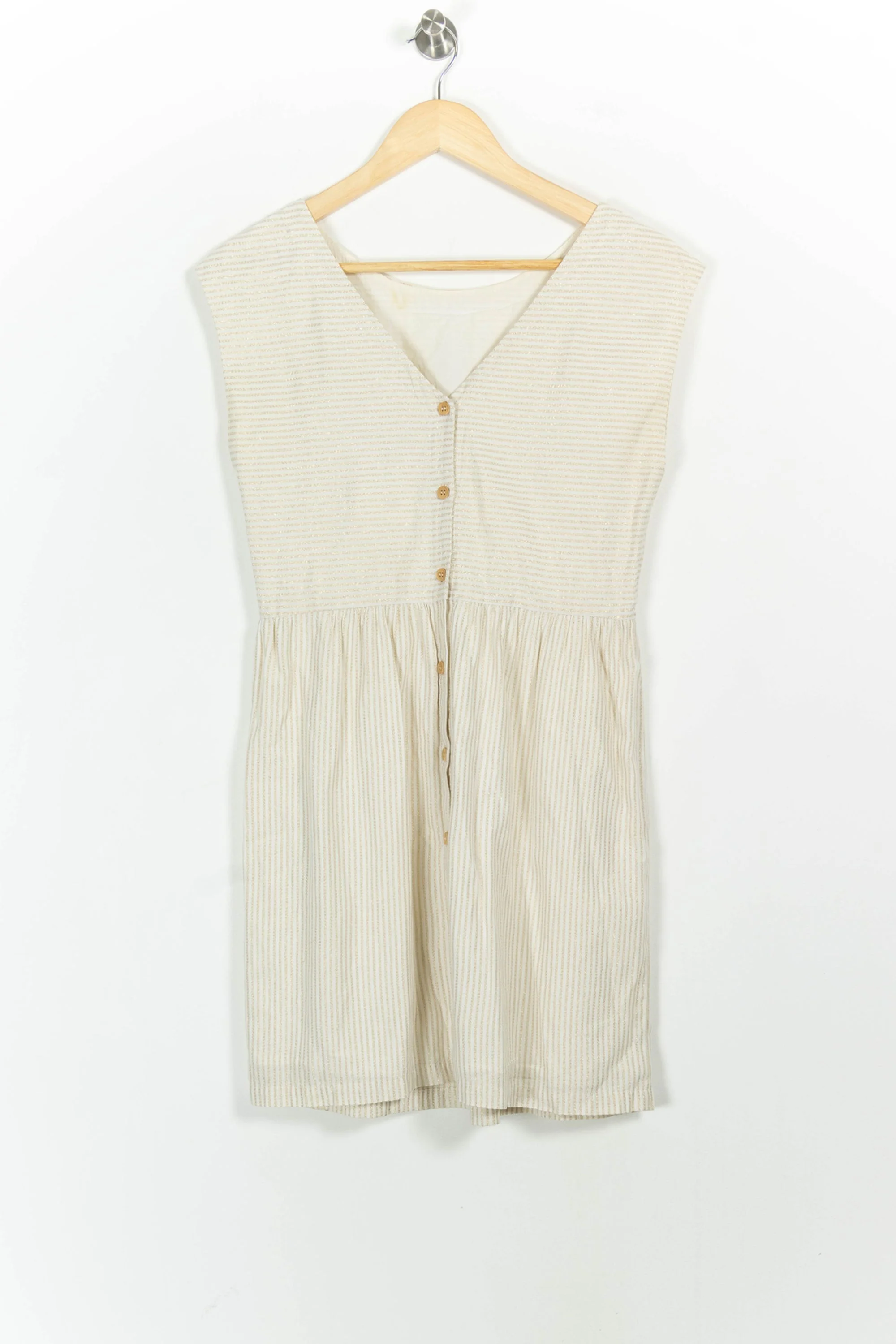 Robe Courte Blanche à Rayures Beige - Taille S/36 - Image 4