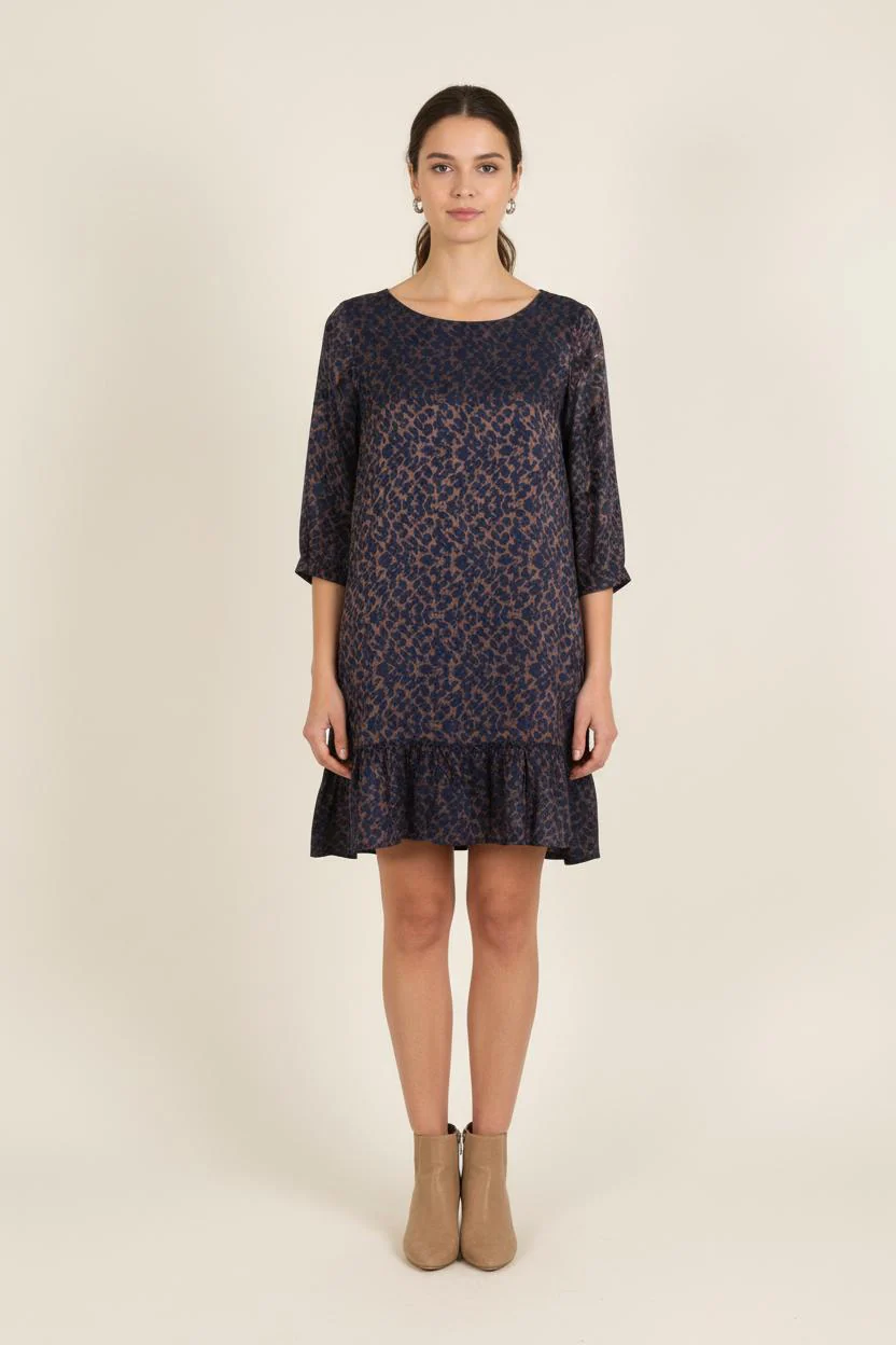 Robe Courte Bleue et Marron - Taille XS/34