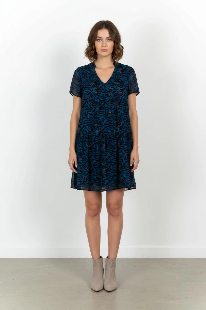 Robe Courte Bleue et Noire - Taille XS/34