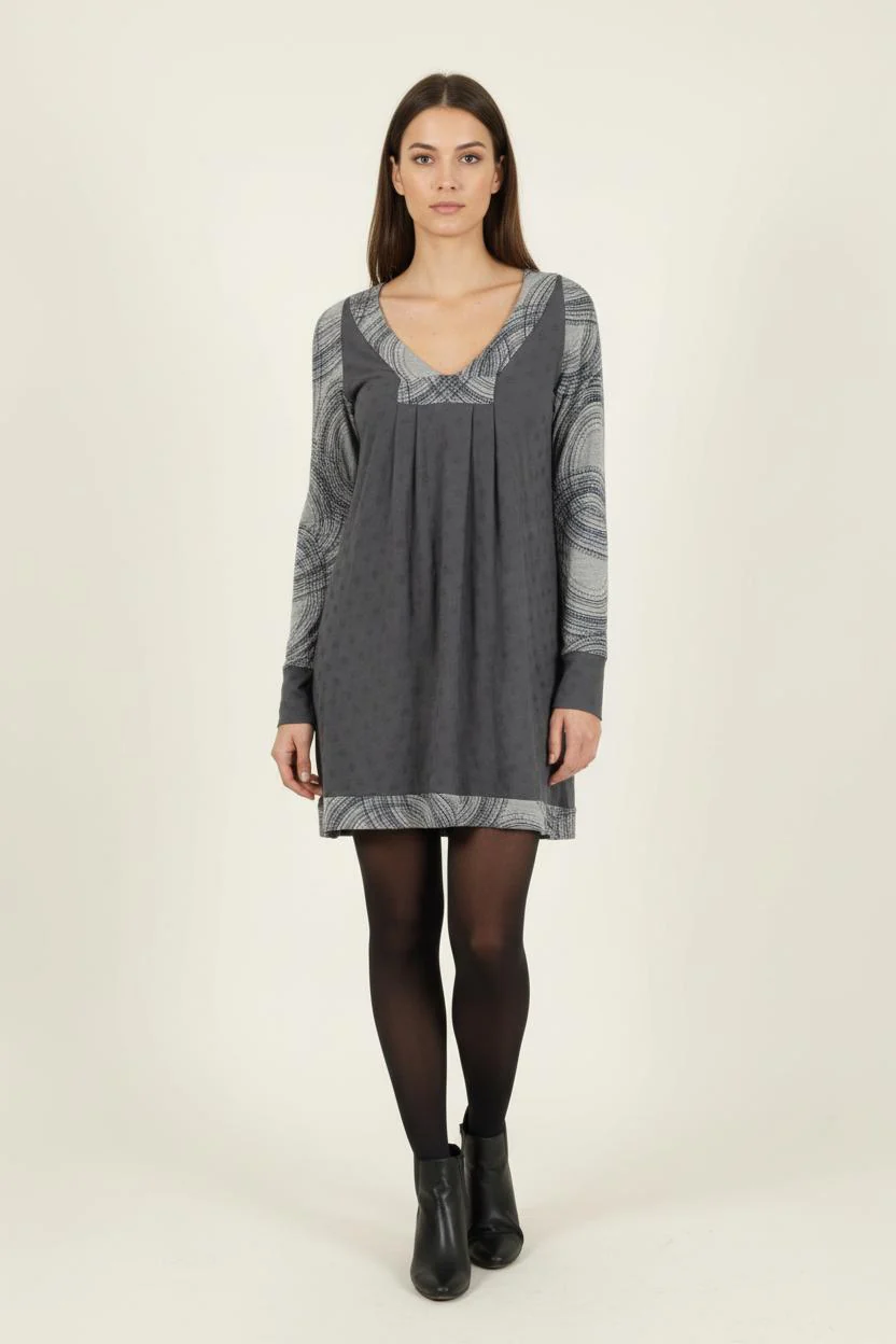 Robe Courte Grise et Grise Clair - Taille M/38