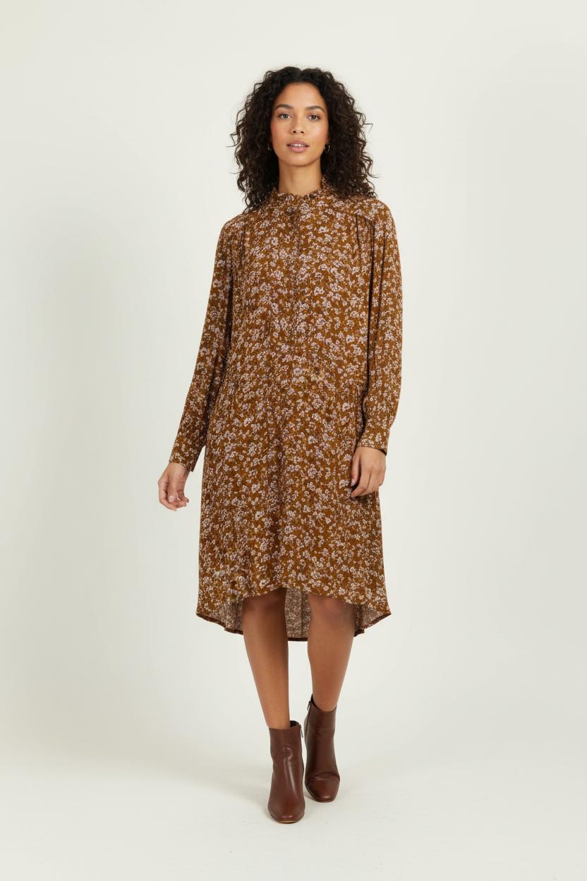 Robe Courte Marron et Blanche - Taille M/38