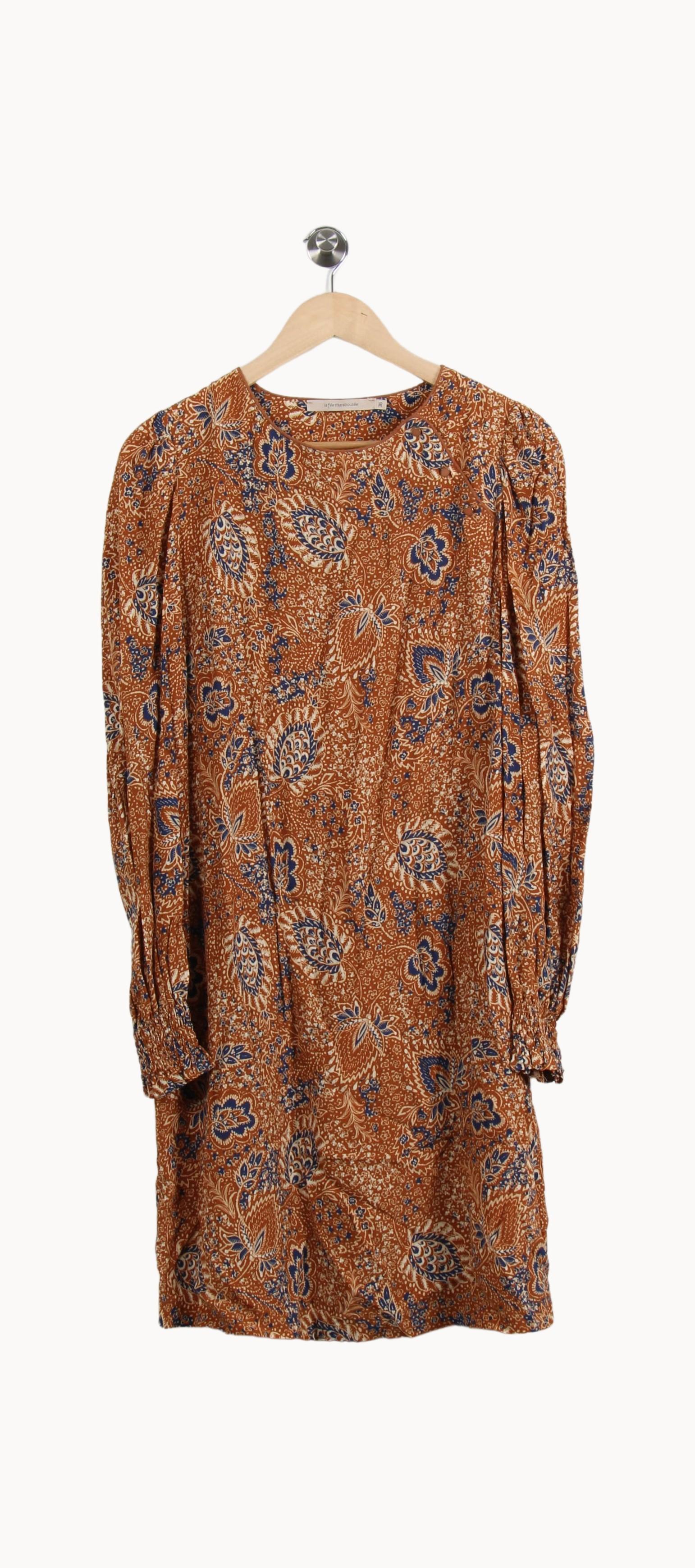 Robe Courte Marron et Bleue - Taille L/40 - Image 2