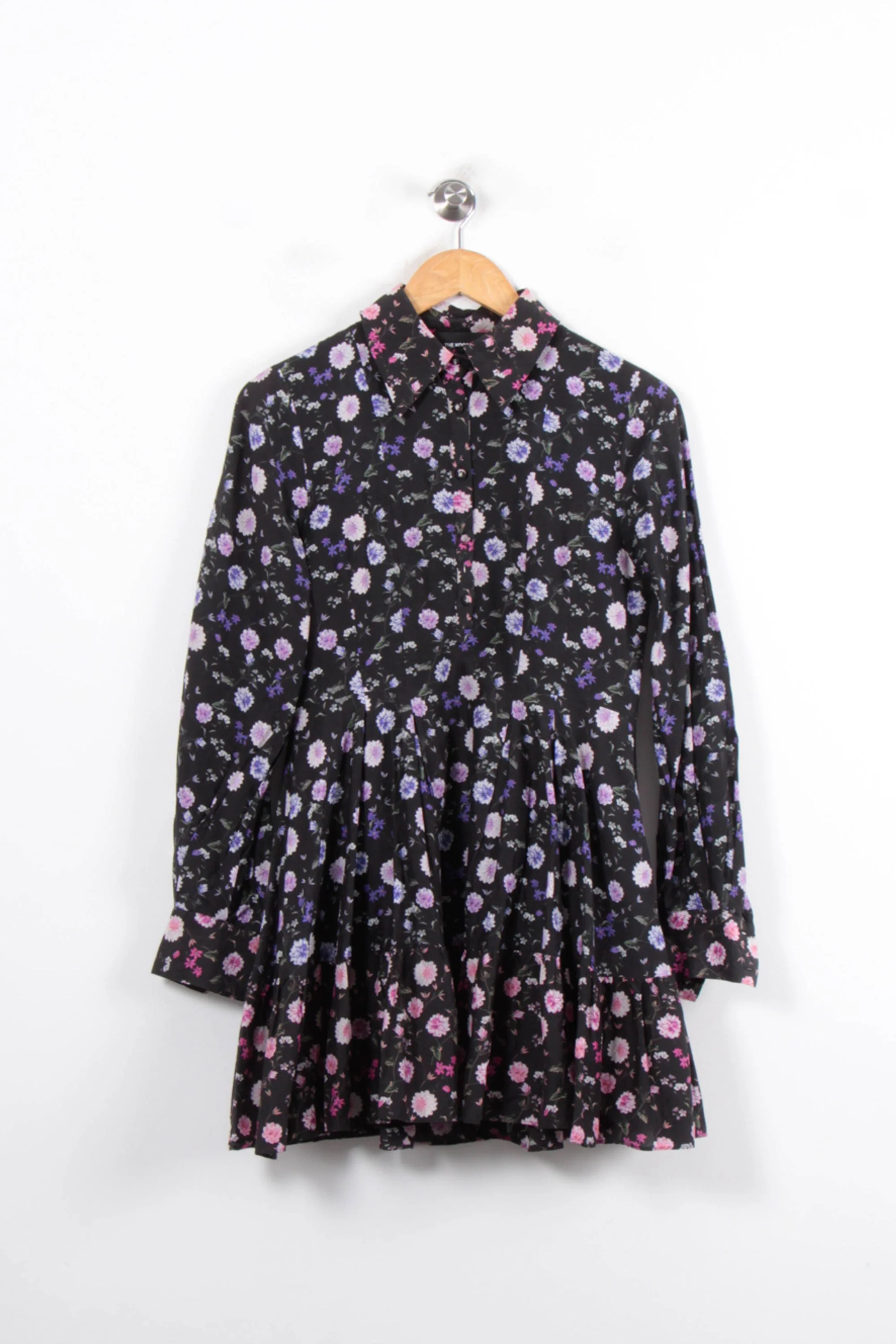 Robe Courte Noire et Fleurie - Taille XS/34 - Image 2