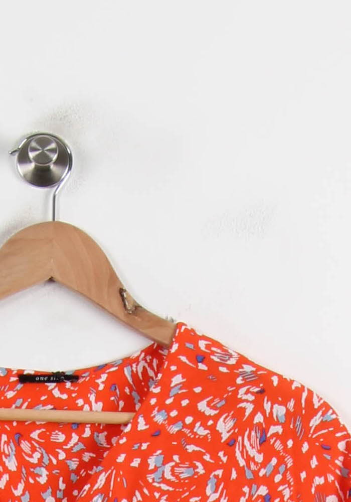 Robe Courte Orange et Blanche - Taille L/40 - Image 3