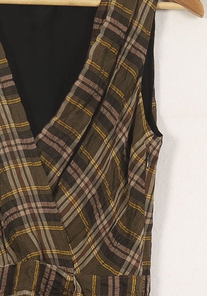 Robe Croisée Marron à Carreaux - Taille S/36 - Image 3