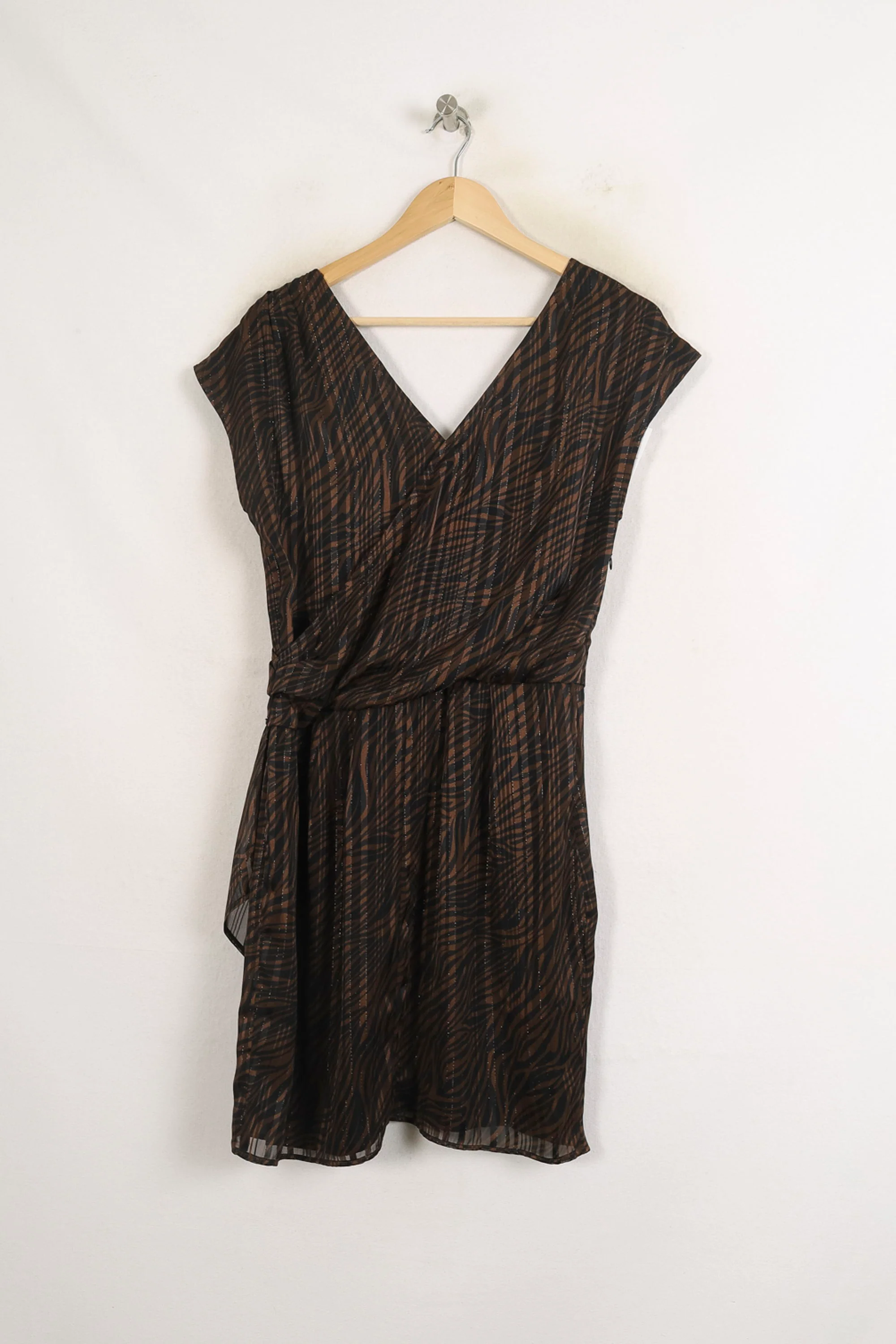 Robe Croisée Marron et Noir - Taille L/40 - Image 2