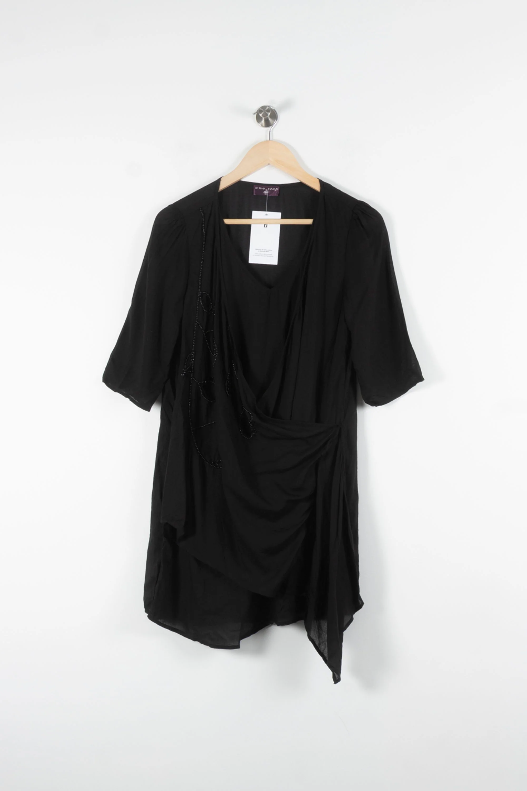 Robe Drapée Noire - Taille L/40 - Image 2