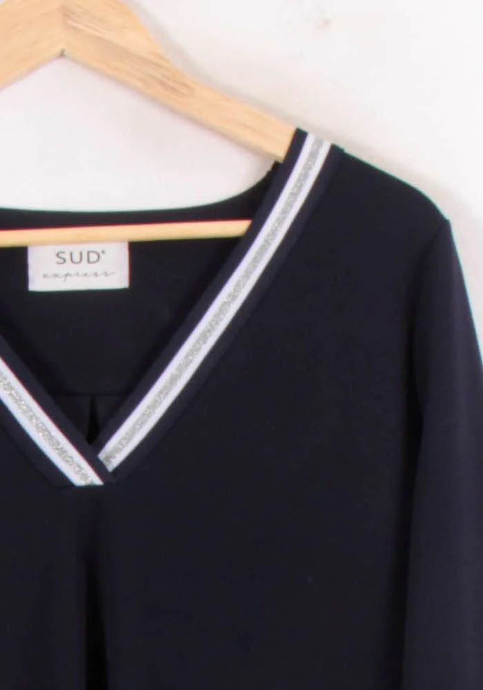 Robe Droite Bleu Marine et Blanc - Taille L/40 - Image 3