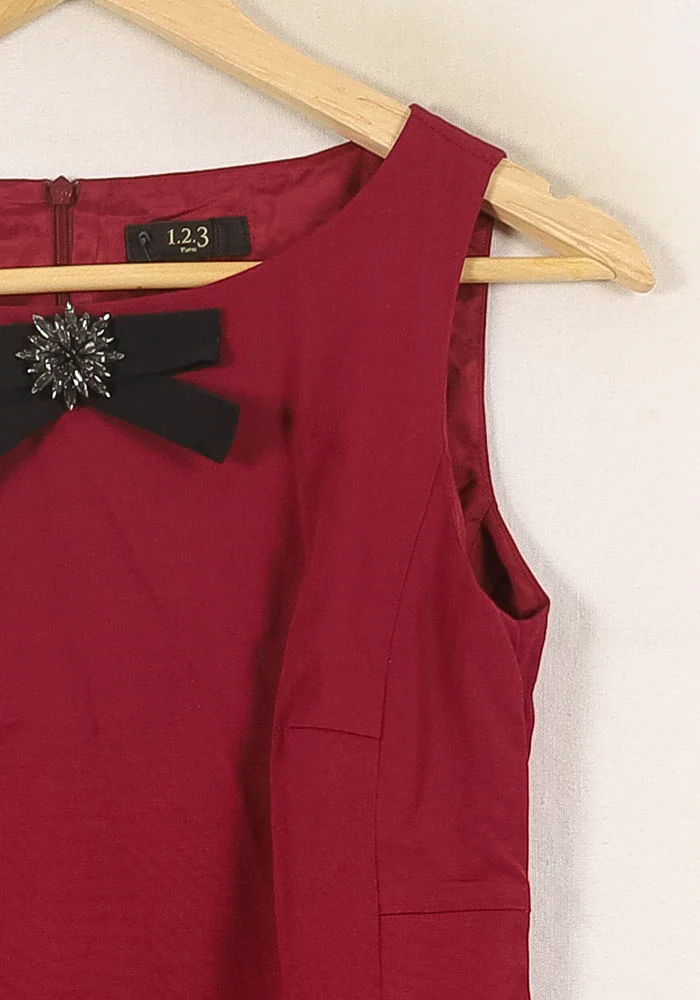 Robe Droite Rouge et Noir - Taille S/36 - Image 3
