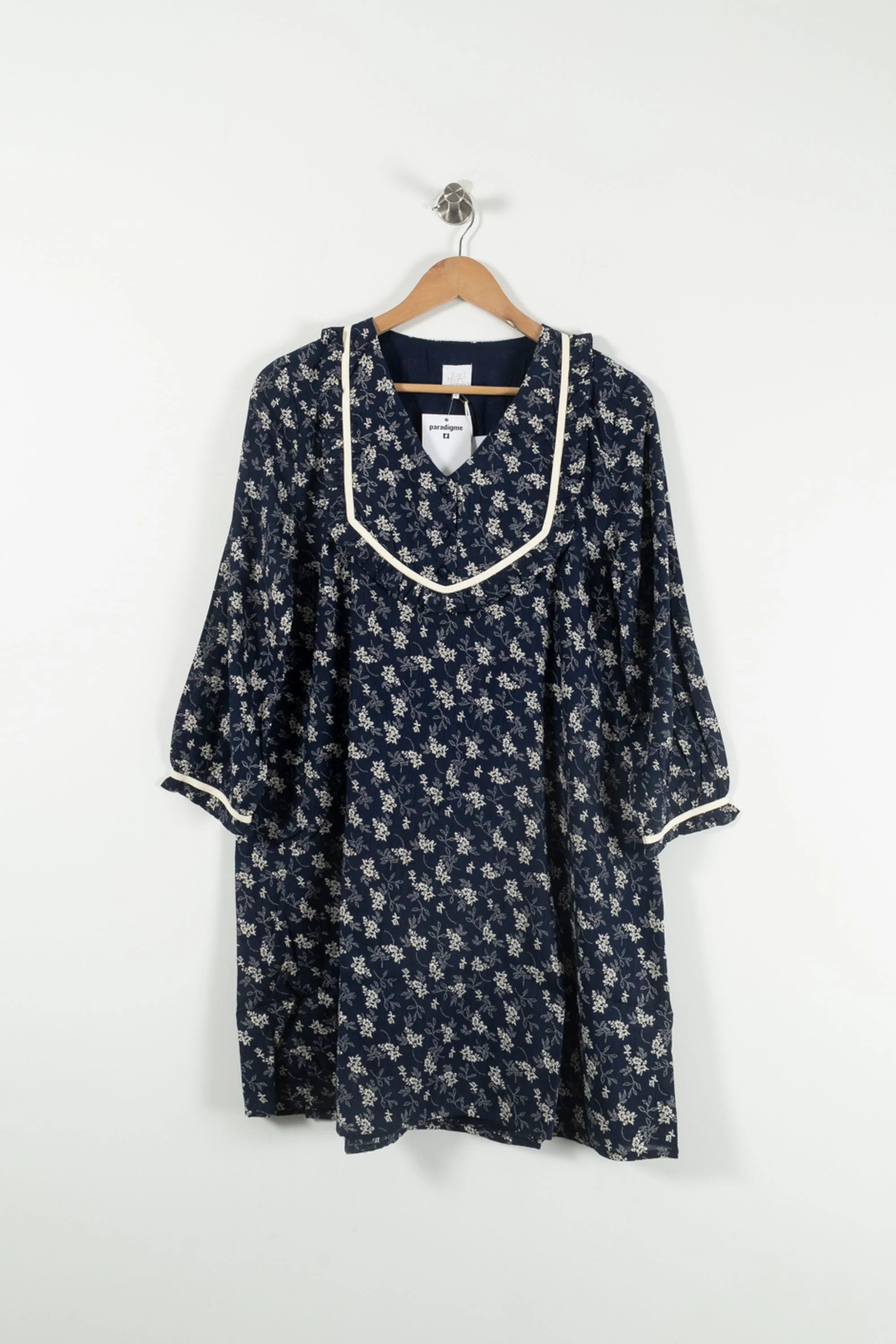 Robe Fleurie Bleue et Blanche - Taille M/38 - Image 2