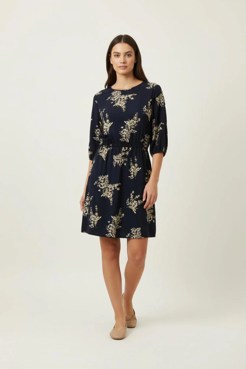 Robe Fleurie Bleue - Taille L/40