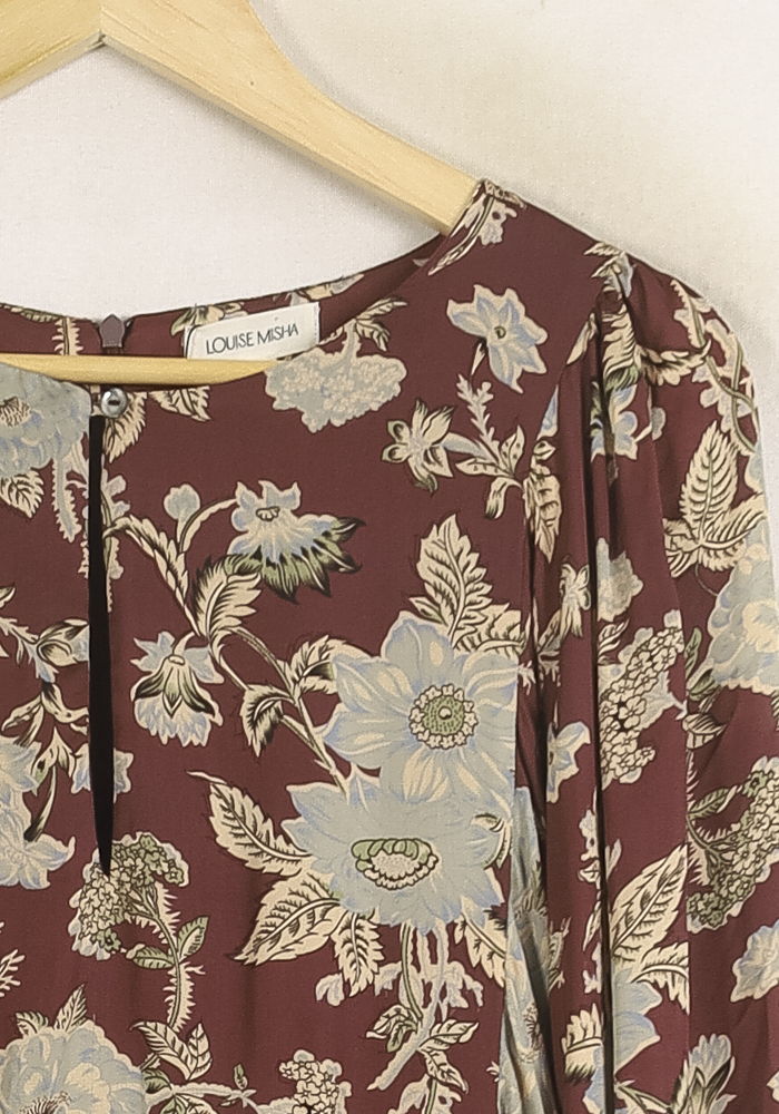 Robe Fleurie Marron et Beige - Taille S/36 - Image 3