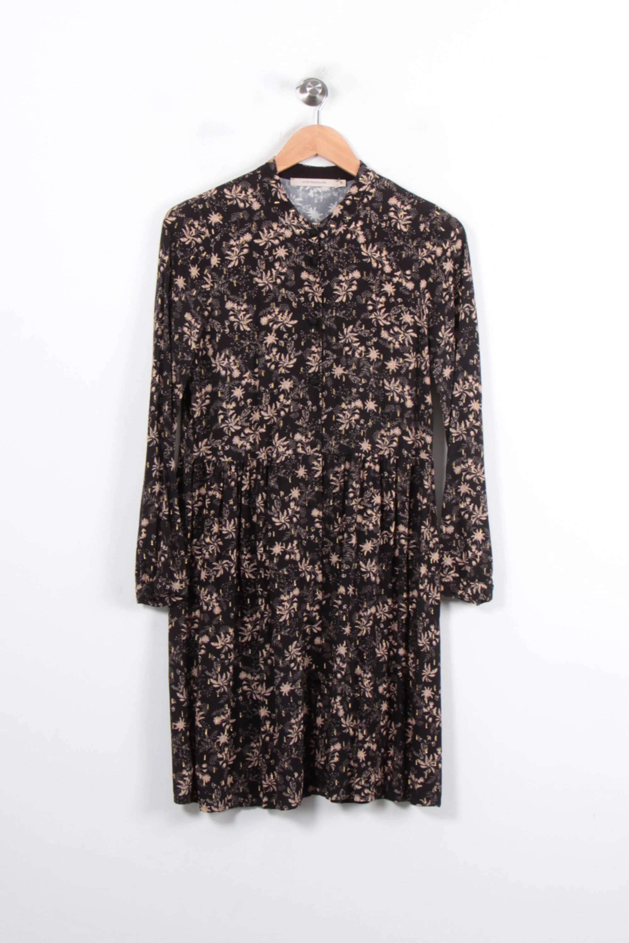 Robe Fleurie Noire et Beige - Taille M/38 - Image 2