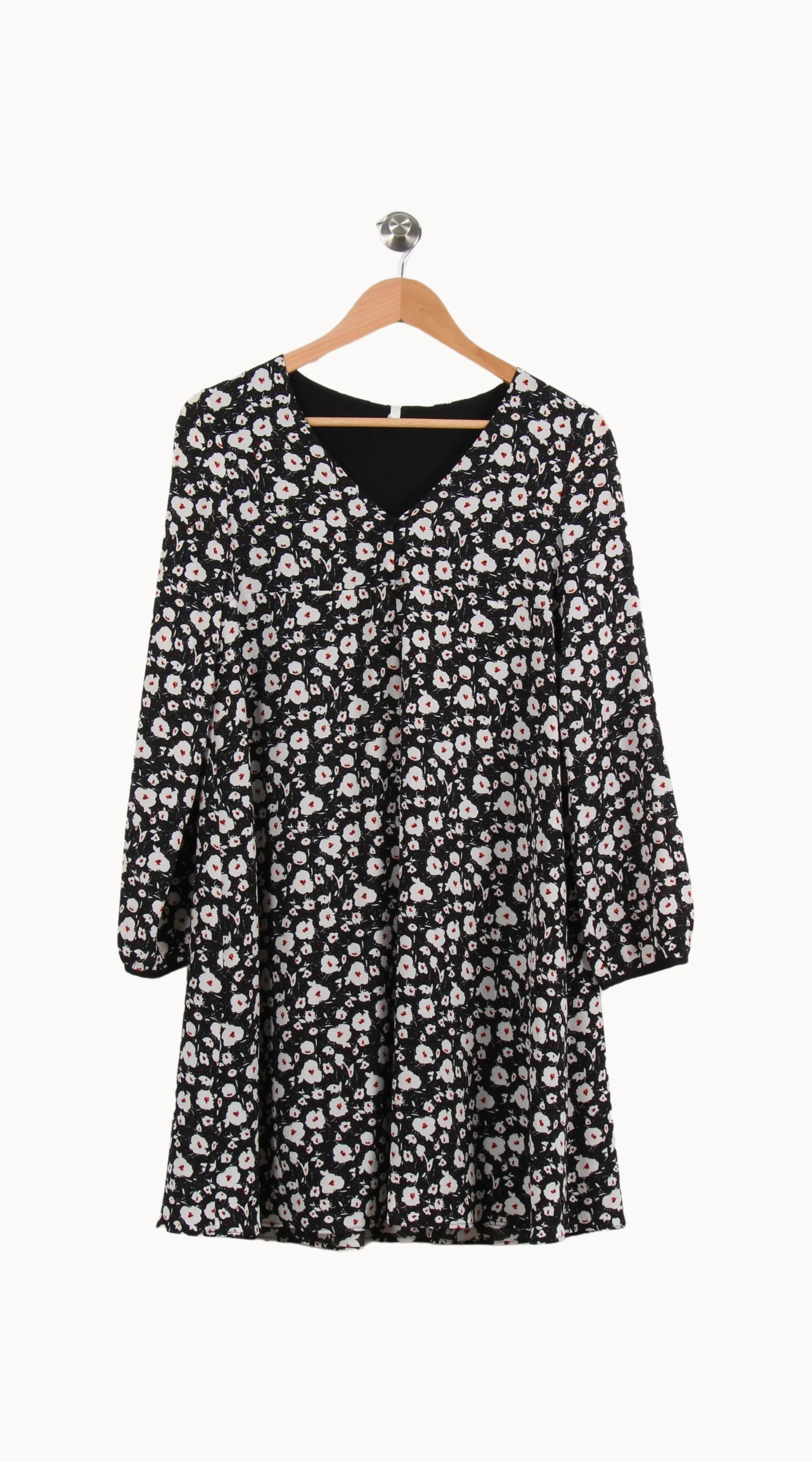 Robe Fleurie Noire et Blanche - Taille XS/34 - Image 2