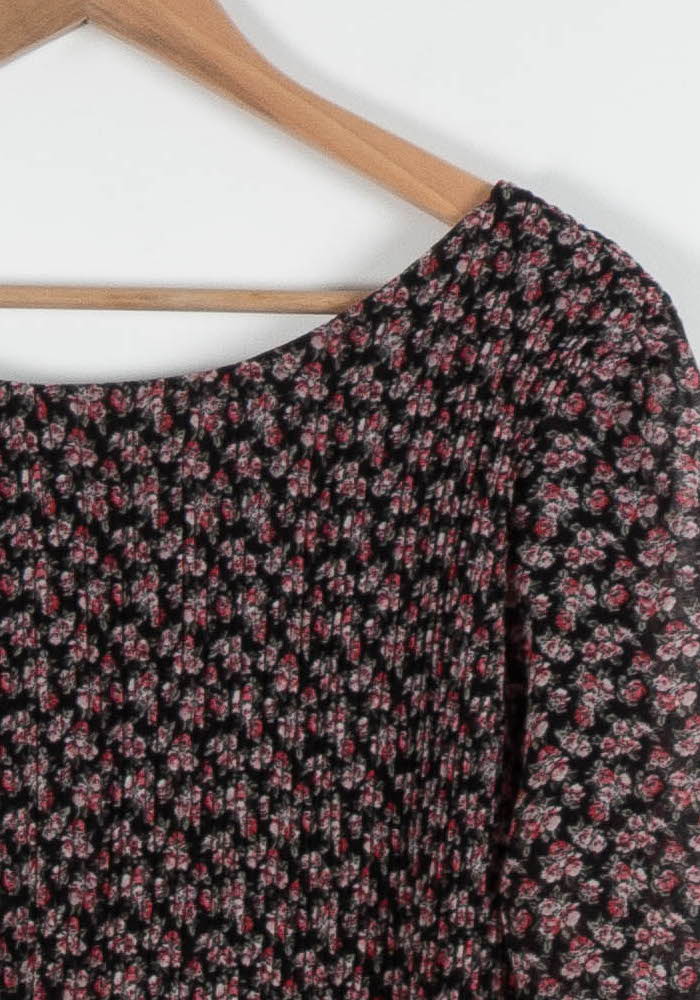 Robe Fleurie Noire et Rose - Taille M/38 - Image 3